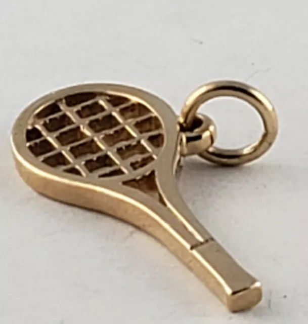 James Avery Retired 14k Yellow Gold Tennis Racket Charm Pendant Beautiful RARE!