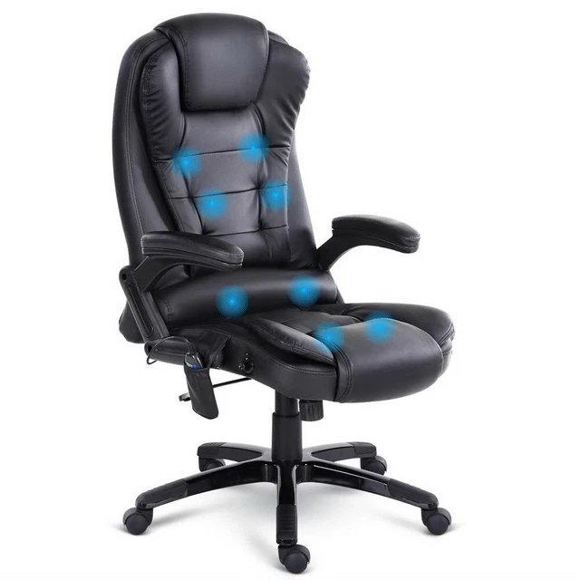 Artiss Massage Gaming Office Chair 8 Point Heated Chairs Computer Seat Black