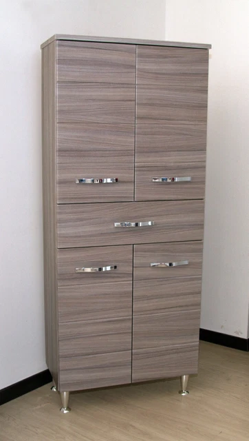 Mobile Colonna Bagno Antonella 66X33X160H 4 Ante 1 Cassetto Colore Palissandro