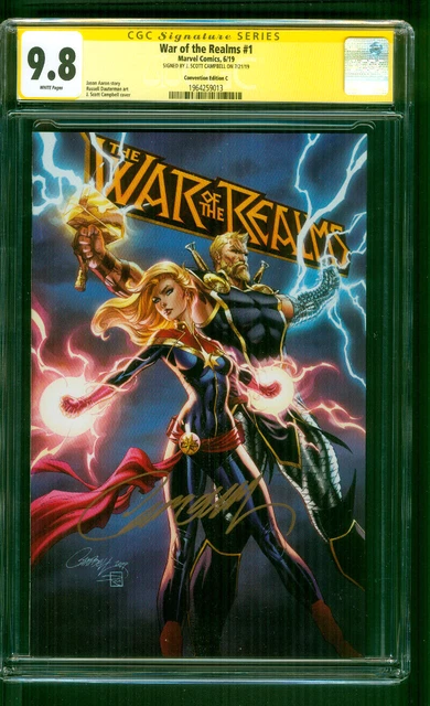 War Of The Realms 1 CGC SS 9.8 Captain Marvel Campbell Valiant Avengers Movie
