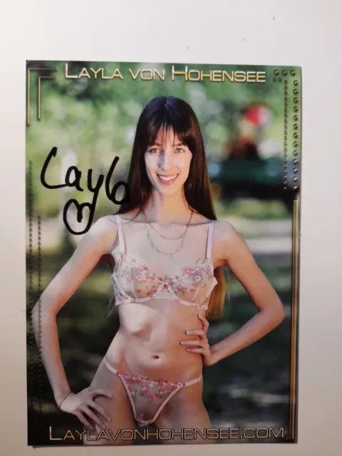 Autogrammkarte Layla von Hohensee, Erotik-Model und Schauspielerin, handsigniert