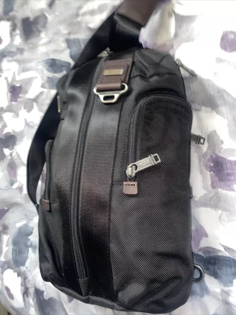 Tumi Alpha Bravo Monterey Sling Shoulder Bag 14.56x8.26x3.54 in. Black Brown