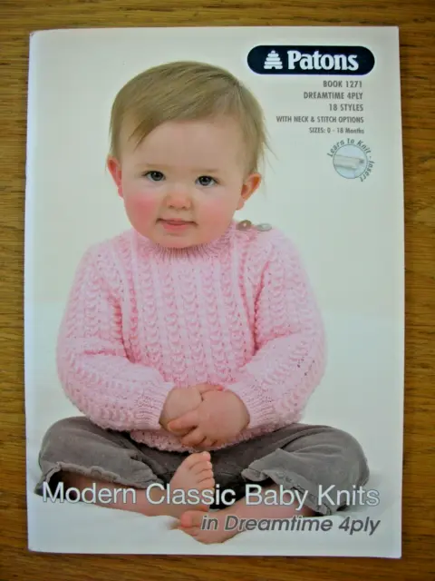 PATONS Knitting Pattern Book 1271 - MODERN CLASSIC BABY KNITS - 18 STYLES IN. 4P