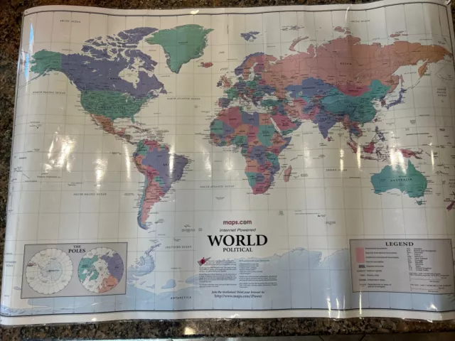 Maps.com World Political Map - 2001 - Laminated For Wall Hanging