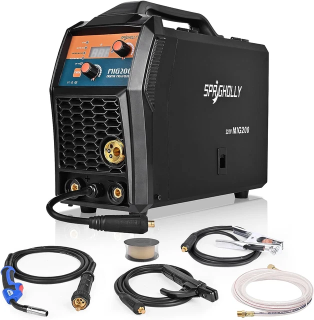 MIG Welder 200A 110V/220V Dual Voltage Multiprocess Welder, 4 in 1 Flux Cored/Mi