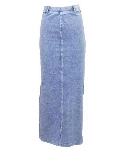 HARD TAIL WOMENS Long Mineral Wash Light Blue Denim Maxi Skirt Pull On ...