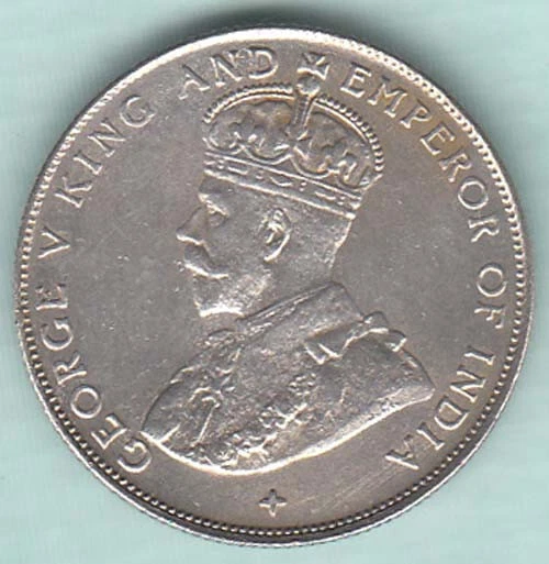 1921 Straits Settlements George V 50 Cents Beautiful Condition silver coin