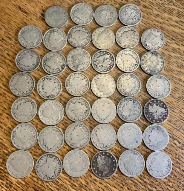 ROLL of 40 LIBERTY V NICKELS Exact Coins Shown 1883 to 1912