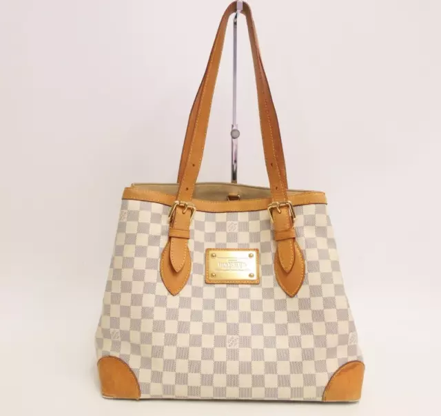 Authentic Louis Vuitton Damier Azur Hampstead MM Shoulder Bag #26552
