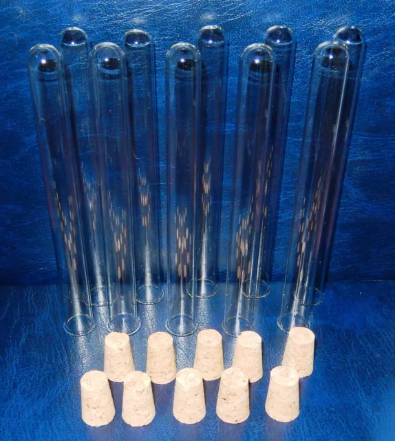 10 Reagenzgläser Reagenzglas Glas Laborglaser mit Rand Deko mit Korken 160x16mm