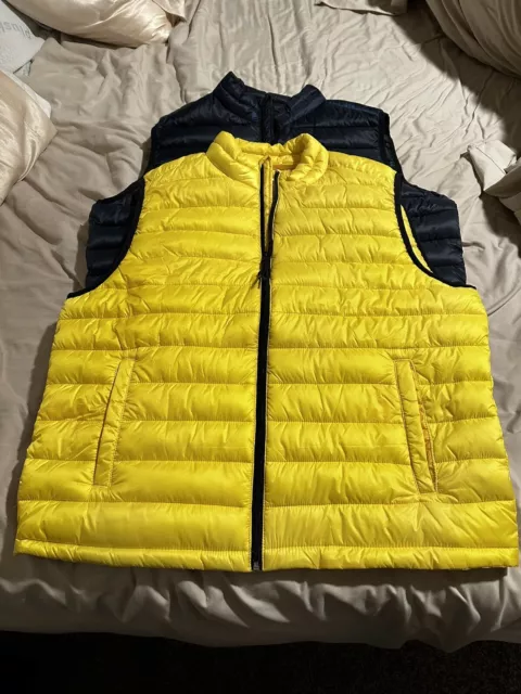 Aeropostale Bright Yellow Puffer Vest Neon Mens XL Pre-owned 2 Pockets