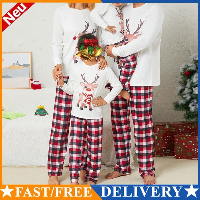 Christmas Pajamas Matching Sets Deer Print Plaid Xmas Matching Set Sleepwear Set