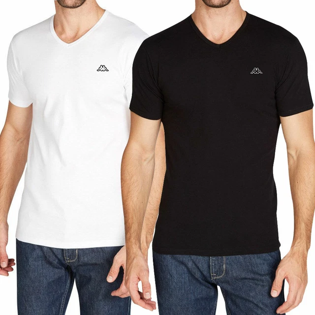 Pack T-Shirt Da Uomo Scollo A V Kappa In Cotone Elasticizzato Cod. K1311