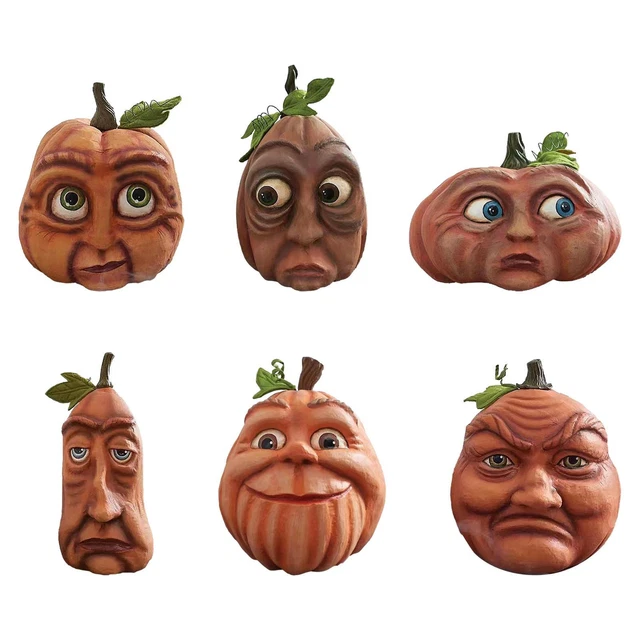 Halloween Expressive Pumpkin Statue Figurine Horror Pumpkin Head Decorations