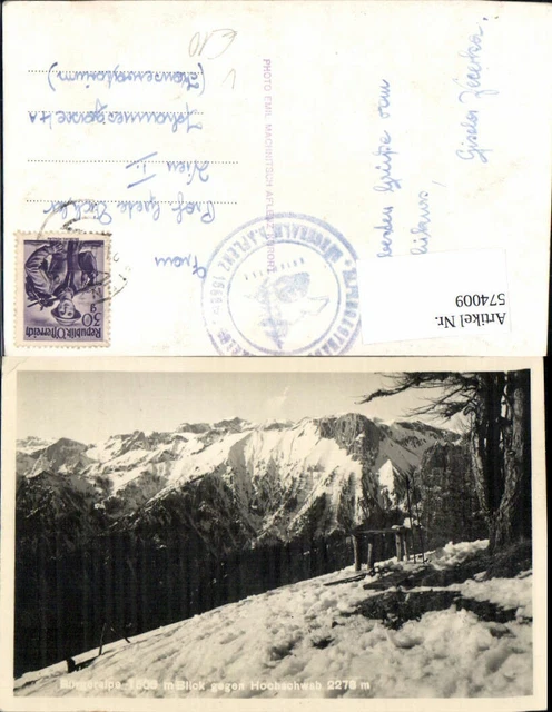 574009,Foto Ak Mariazell Bürgeralpe Blick geg. Hochschwab Winteransicht pub Emil
