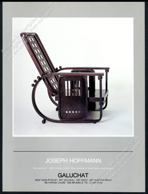 1983 Joseph Hoffmann Sitzmaschine 1905 chair photo Brussels gallery vtg print ad