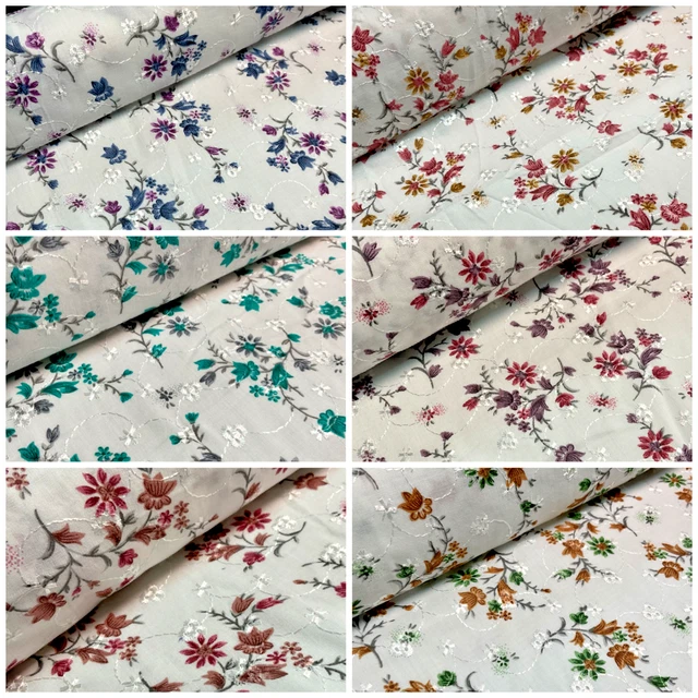 Broderie Anglaise Floral Été Imprimé Floral Robe Tissu 100m Large M1569