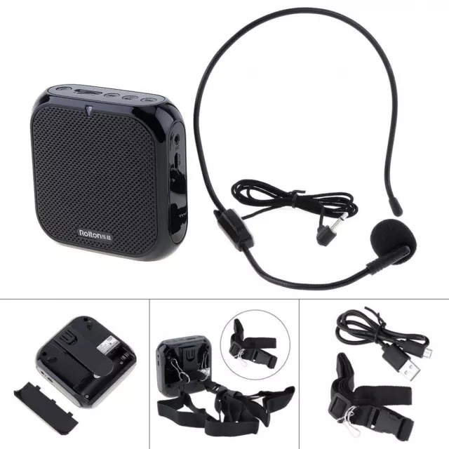 Rechargeable Mini Voice Amplifier with Wired Microphone Headset & Waistband