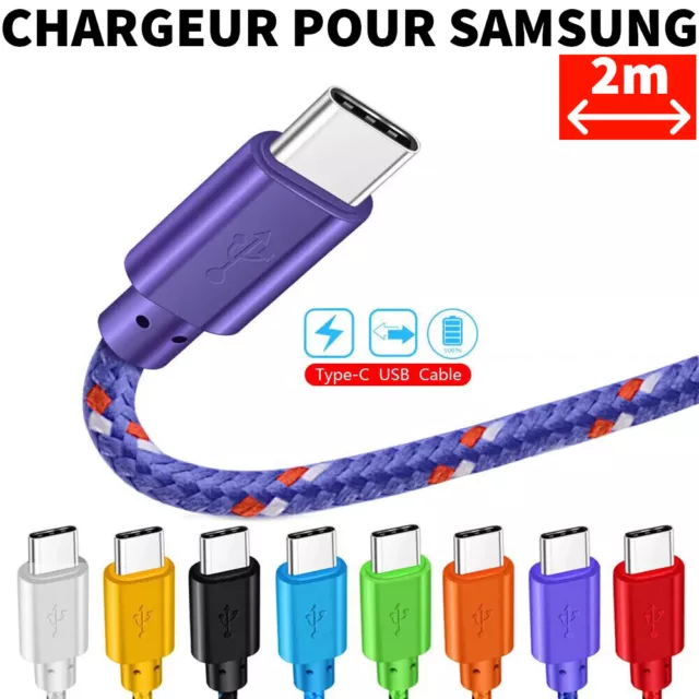 Chargeur pour Samsung A04s A14 A13 A32 A34 A23 Cable USB C 2m Qualité Renforcé