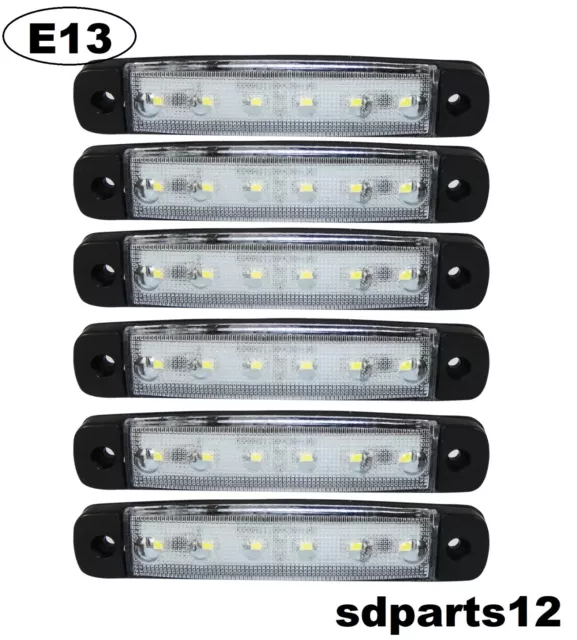 6 X 12v Led Blanc Feux De Gabarit Camion Caravane Chassis Remorques Camper