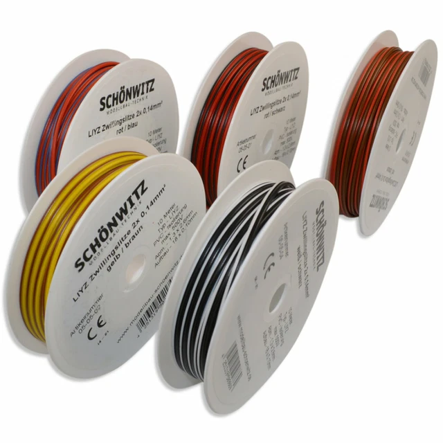 Cable de Liaison Double Brin 2x0, 14mm ² 10m Câble Conducteur Jumelé Deux Fils