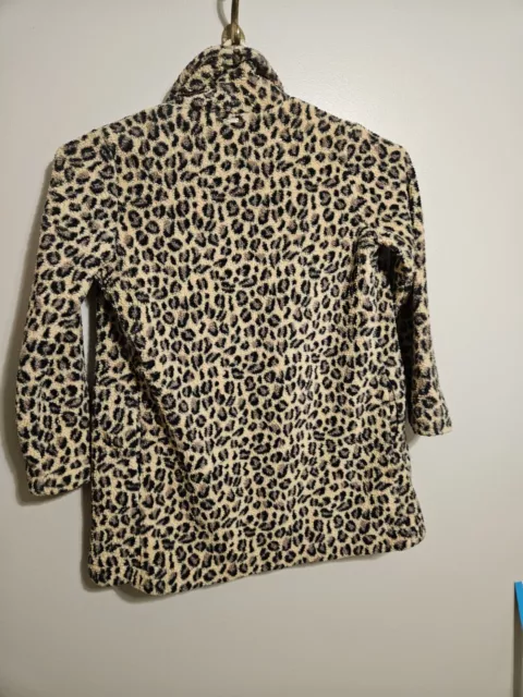 Calvin Klein Women's Leopard-Print Fleece Flyaway Jacket Yellow Size Small 2