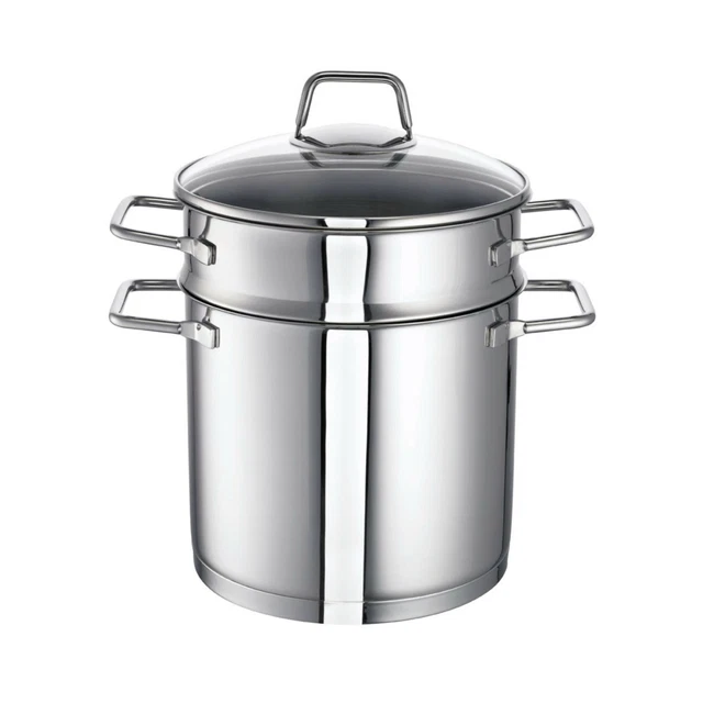 Schulte-Ufer Spagettitopf Wega, Kochtopf mit Siebeinsatz, Edelstahl, 20 cm, 5 L