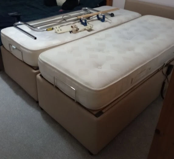 A TWIN PAIR of Electric Adjustable Beds Mobility + Headboard + pair of