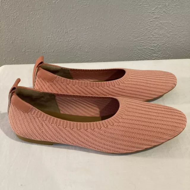 Everlane Day Glove Reknit Size 8.5 Coral Pink Ribbed Round Toe Ballet Flats