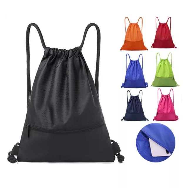 Backpack Sport Pack String Tote Gym Bag Cinch Sack School Drawstring Capacity AU