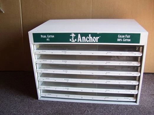 Antique Metal Anchor Spool Thread Embroidery Cabinet 6 Drawer