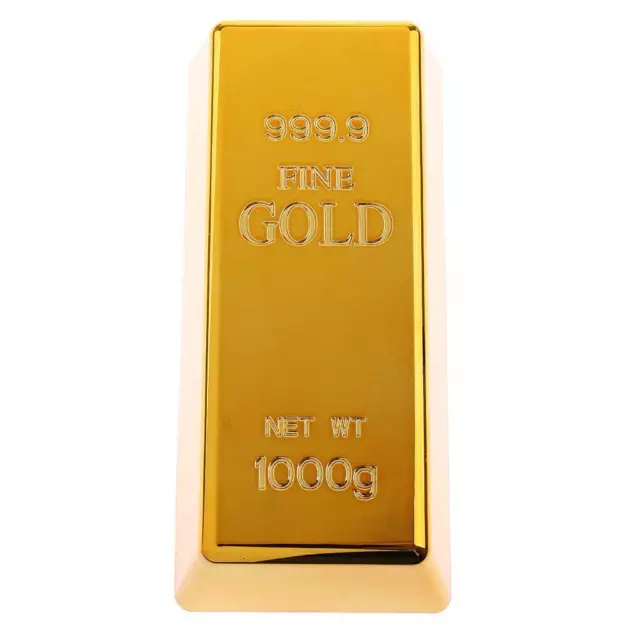 6 Packs Fake Plastic Gold Bar Bullion Paper Weight Prop Desk Decoration 3