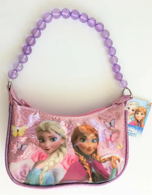 Disney Frozen Anna and Elsa Girls Handbag Bag Bead Handle NWT