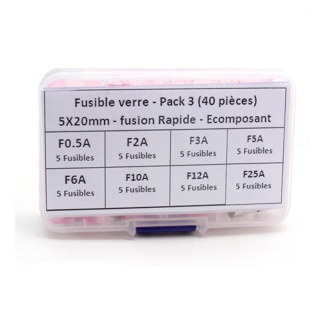 Pack fusible verre 5x20mm - fusion Rapide - 40 pièces - 1-B3-5