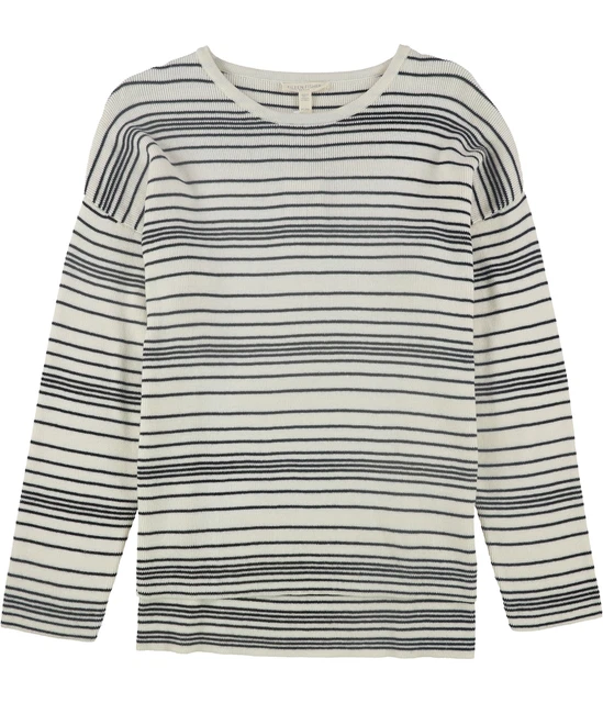 Eileen Fisher Damen Gestreift Pullover Sweatshirt, Weiß, Ps