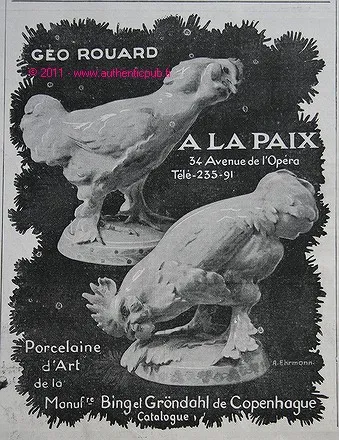 Publicite A La Paix Geo Rouard Porcelaine De Copenhague De 1909 French Ad Animal