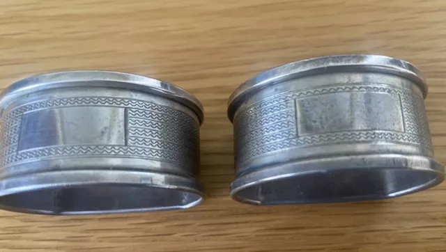 STERLING SILVER HALLMARK - NAPKIN RINGS x 2- HENRY GRIFFITH & SONS, B"HAM, 1995