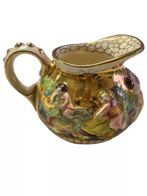 CAPODIMONTE Creamer Cherubs Putti Floral Gold Trim # 299 Italy