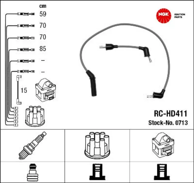 NGK 0713 Zündleitungssatz Zündkabelsatz Zündkabel für Hyundai