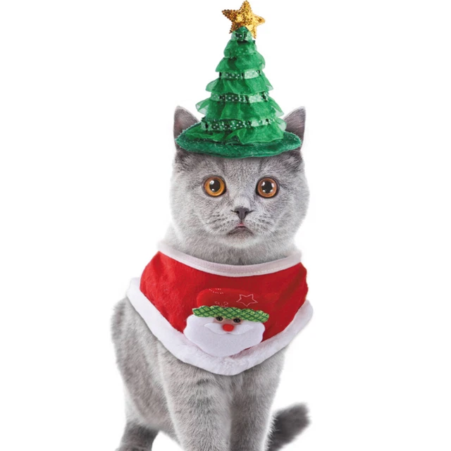 Disfraz Mascota Cachorro Perro Gato Navidad Árbol Sombrero Pechera Ropa Navidad Elegante Vestirse