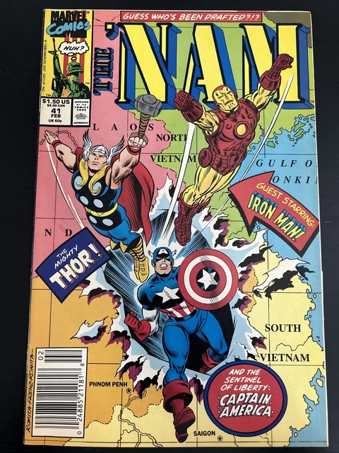 1990 Marvel - The Nam # 41 Newsstand Avengers Appearance - High Grade Copy