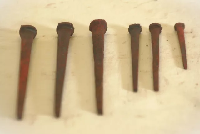Antique Wrought Iron Square Cut Nails Lot of 6 c