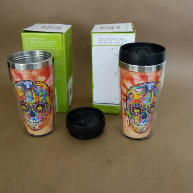 Lot of 2 NEW Tree Free Sugar Scull 16 Oz. Stainless Steel hot / cold Tumbler