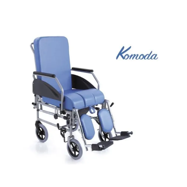 Sedia wc Komoda schienale reclinabile 4 ruote diametro 20 cm marchio Moretti