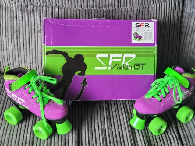 Kids Sfr Vision Gt Quad Rollerskates UK Size 1 With Box Excellent Condition