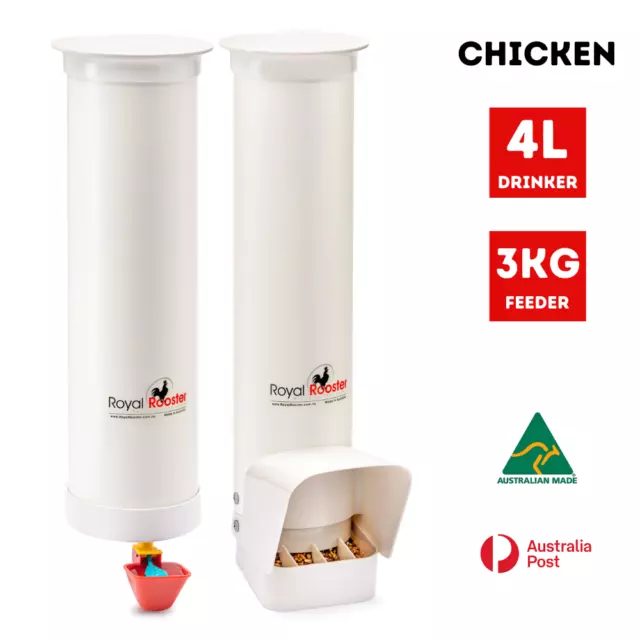 ROYAL ROOSTER Chicken / Poultry Coop - Waterer / Drinker & Feeder Set