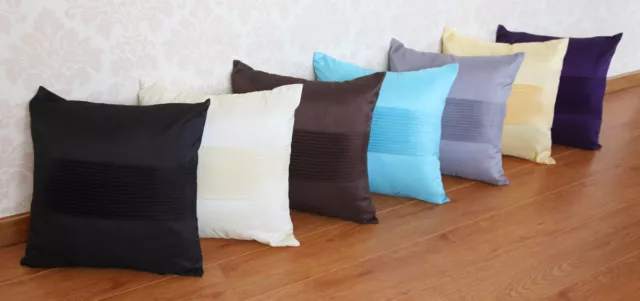 PLEATED CUSHION COVERS 18" x 18" LUXURY FAUX SILK (45x 45cm) - 7 Colours