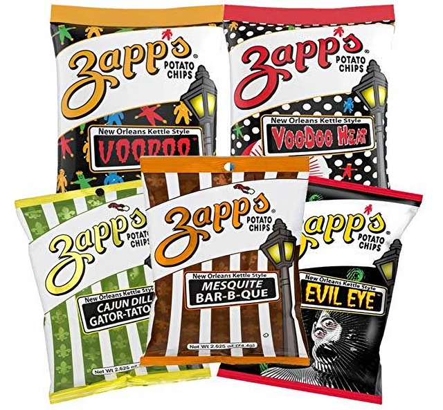 ZAPP'S Potato Chips Variété Paquet Mal Eye Vaudou Vaudou Chaleur,Mesquite