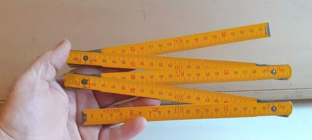 Lot De 7 Outils Anciens – Mètre Pliant En Bois Vintage & Autres – Déco Atelier