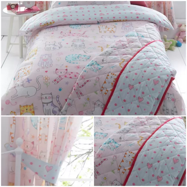 Kids Girls Cute Cats Duvet Quilt Cover Bedding Bed Sets OR Matching Curtains